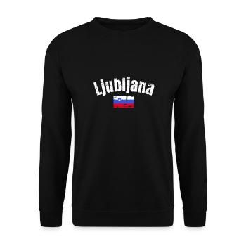 Ljubljana Vintage Slowenien Slowenische Flagge - Unisex Pullover - Schwarz - Vorne - Alina (178cm) & Michal (187cm)