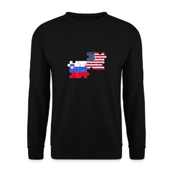 Slowenien USA Flagge Amerikaner Slowene - Unisex Pullover - Schwarz - Vorne - Alina (178cm) & Michal (187cm)