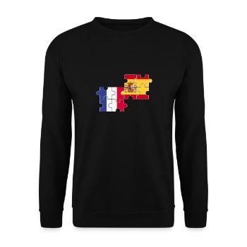 France Espagne Drapeau Espagnol Français - Sweat-shirt Unisexe - noir - Devant - Alina (178cm) & Michal (187cm)