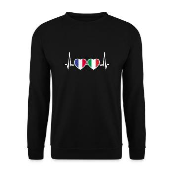 France, Italy, Heartbeat, Flag, Frenchman - Unisex Sweatshirt - black - Front - Alina (178cm) & Michal (187cm)
