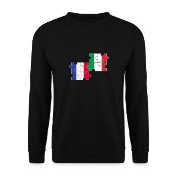 France Italie Drapeau Italien Français - Sweat-shirt Unisexe - noir - Devant - Alina (178cm) & Michal (187cm)