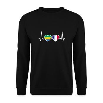 Gabon France Vintage Heartbeat drapeau gabonais - Sweat-shirt Unisexe - noir - Devant - Alina (178cm) & Michal (187cm)