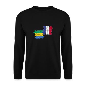 Gabon France Vintage Drapeau Gabonais - Sweat-shirt Unisexe - noir - Devant - Alina (178cm) & Michal (187cm)