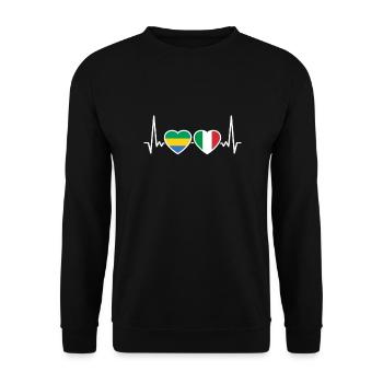 Gabon Italie Heartbeat Flag Gabonais - Sweat-shirt Unisexe - noir - Devant - Alina (178cm) & Michal (187cm)