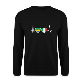 Gabon Italie Vintage Heartbeat drapeau gabonais - Sweat-shirt Unisexe - noir - Devant - Alina (178cm) & Michal (187cm)