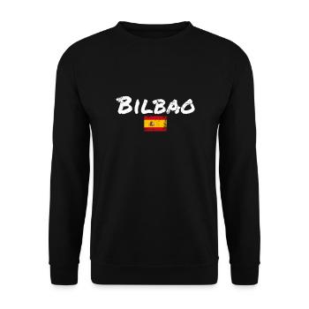 Bilbao Vintage Spanien Spanische Flagge Spanier - Unisex Pullover - Schwarz - Vorne - Alina (178cm) & Michal (187cm)
