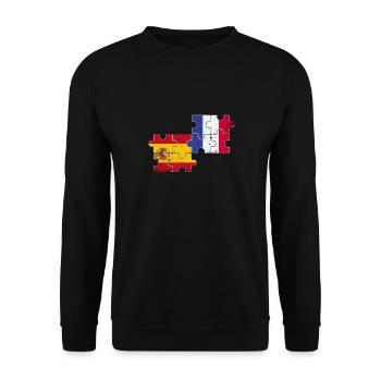Espagne France Vintage Drapeau Français Espagnols - Sweat-shirt Unisexe - noir - Devant - Alina (178cm) & Michal (187cm)