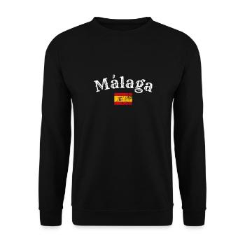 Malaga Vintage Spanien Spanische Flagge Spanier - Unisex Pullover - Schwarz - Vorne - Alina (178cm) & Michal (187cm)
