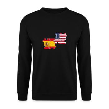Spanien USA Flagge Amerikaner Spanier - Unisex Pullover - Schwarz - Vorne - Alina (178cm) & Michal (187cm)