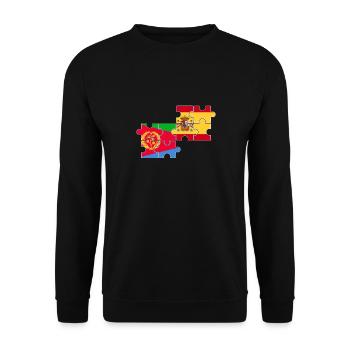 Eritrea Spanien Flagge Spanisch Eritreer - Unisex Pullover - Schwarz - Vorne - Alina (178cm) & Michal (187cm)