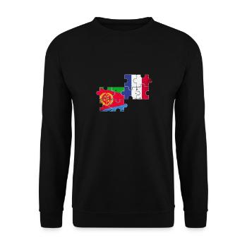 Eritrea Frankreich Vintage Flagge Französisch - Unisex Pullover - Schwarz - Vorne - Alina (178cm) & Michal (187cm)