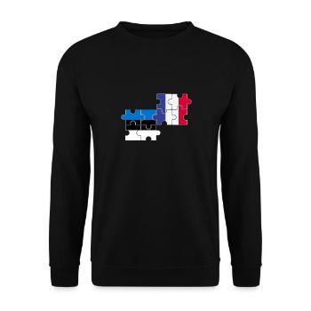Estland Frankreich Flagge Französisch Este - Unisex Pullover - Schwarz - Vorne - Alina (178cm) & Michal (187cm)