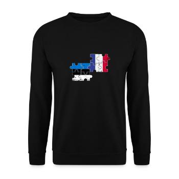 Estland Frankreich Vintage Flagge Französisch Este - Unisex Pullover - Schwarz - Vorne - Alina (178cm) & Michal (187cm)