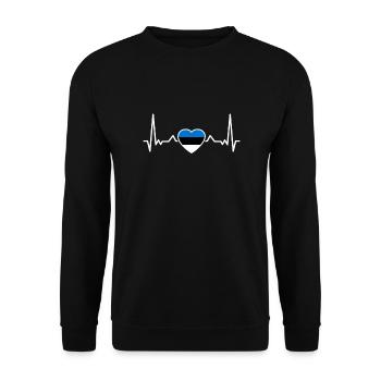 Estland Herzschlag Estnische Flagge Este - Unisex Pullover - Schwarz - Vorne - Alina (178cm) & Michal (187cm)