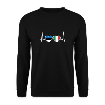 Estland Italien Herzschlag Flagge Italienisch Este - Unisex Pullover - Schwarz - Vorne - Alina (178cm) & Michal (187cm)