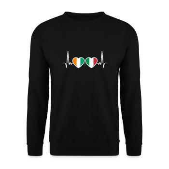 Côte d'Ivoire Italy Heartbeat Flag Ivorian - Unisex Sweatshirt - black - Front - Alina (178cm) & Michal (187cm)