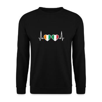 Côte d'Ivoire Italy Vintage Heartbeat Flag - Unisex Sweatshirt - black - Front - Alina (178cm) & Michal (187cm)