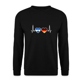 El Salvador Allemagne Vintage Heartbeat drapeau - Sweat-shirt Unisexe - noir - Devant - Alina (178cm) & Michal (187cm)