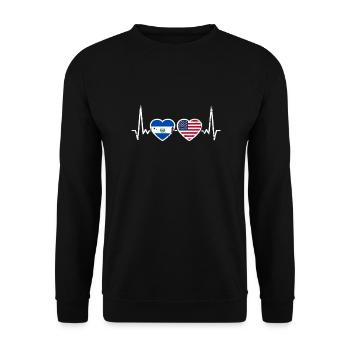 El Salvador USA Vintage Heartbeat Flag - Unisex Sweatshirt - black - Front - Alina (178cm) & Michal (187cm)