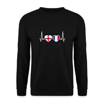 England Frankreich Herzschlag Flagge Engländer - Unisex Pullover - Schwarz - Vorne - Alina (178cm) & Michal (187cm)