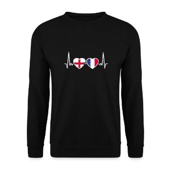 Angleterre France Vintage Heartbeat drapeau - Sweat-shirt Unisexe - noir - Devant - Alina (178cm) & Michal (187cm)