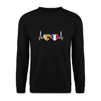 Zimbabwe France Vintage Heartbeat Flag - Unisex Sweatshirt - black - Front - Alina (178cm) & Michal (187cm)