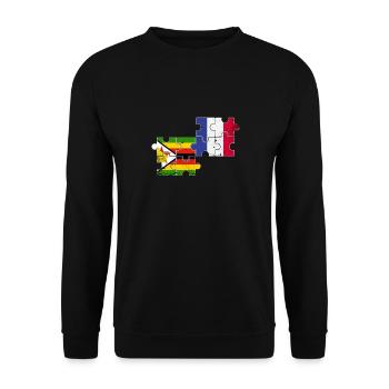 Simbabwe Frankreich Vintage Flagge Simbabwer - Unisex Pullover - Schwarz - Vorne - Alina (178cm) & Michal (187cm)