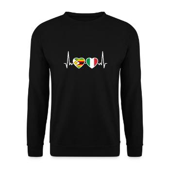 Simbabwe Italien Herzschlag Flagge Simbabwer - Unisex Pullover - Schwarz - Vorne - Alina (178cm) & Michal (187cm)