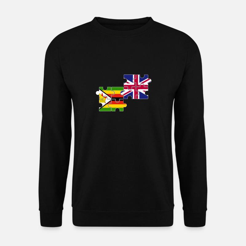 Zimbabwe Royaume-Uni Drapeau britannique Zimbabwéen - Sweat-shirt Unisexe - noir