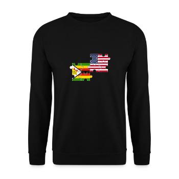 Zimbabwe USA Flagge Amerikaner Simbabwer - Unisex Pullover - Schwarz - Vorne - Alina (178cm) & Michal (187cm)