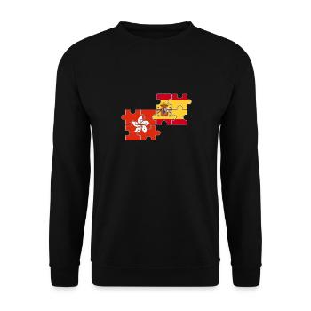 Hong Kong Spain Flag Hong Kong - Unisex Sweatshirt - black - Front - Alina (178cm) & Michal (187cm)