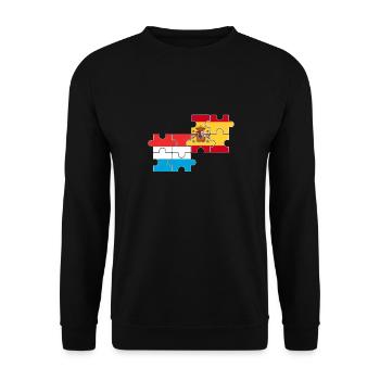 Luxemburg Spanien Flagge Spanisch Luxemburger - Unisex Pullover - Schwarz - Vorne - Alina (178cm) & Michal (187cm)