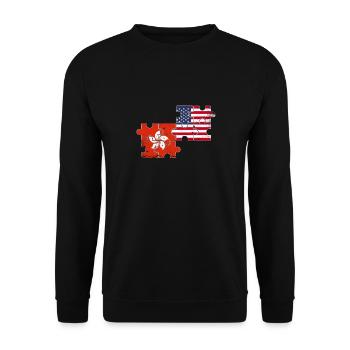 Hong Kong USA Vintage drapeau Hong Konger - Sweat-shirt Unisexe - noir - Devant - Alina (178cm) & Michal (187cm)