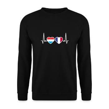 Luxembourg France Heartbeat Flag Luxembourger - Sweat-shirt Unisexe - noir - Devant - Alina (178cm) & Michal (187cm)