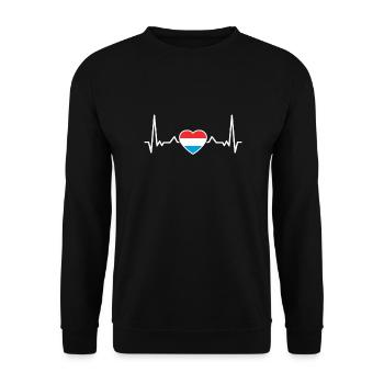 Luxembourg Heartbeat Luxembourgeois Luxembourgeois - Sweat-shirt Unisexe - noir - Devant - Alina (178cm) & Michal (187cm)