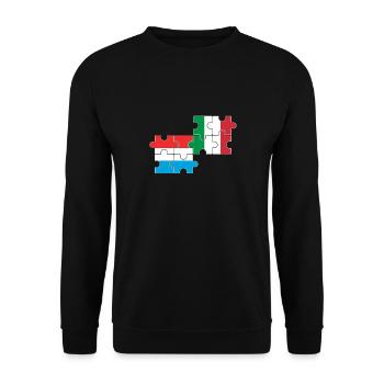 Luxemburg Italien Flagge Italienisch Luxemburger - Unisex Pullover - Schwarz - Vorne - Alina (178cm) & Michal (187cm)