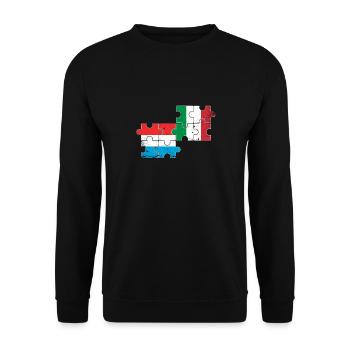 Luxembourg Italie Heartbeat Flag Luxembourgeois - Sweat-shirt Unisexe - noir - Devant - Alina (178cm) & Michal (187cm)