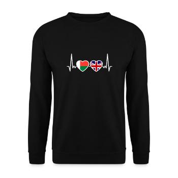 Madagascar UK Heartbeat Flag British Malagasy - Unisex Sweatshirt - black - Front - Alina (178cm) & Michal (187cm)