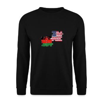 Malawi USA Vintage Flag American Malawian - Unisex Sweatshirt - black - Front - Alina (178cm) & Michal (187cm)