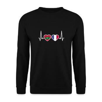 Malediven Frankreich Herzschlag Flagge Malediver - Unisex Pullover - Schwarz - Vorne - Alina (178cm) & Michal (187cm)