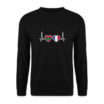 Maldives France Vintage Heartbeat drapeau - Sweat-shirt Unisexe - noir - Devant - Alina (178cm) & Michal (187cm)