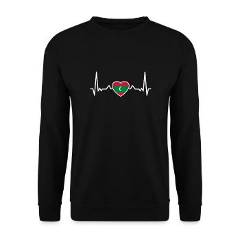 Malediven Herzschlag Maledivische Flagge Malediver - Unisex Pullover - Schwarz - Vorne - Alina (178cm) & Michal (187cm)