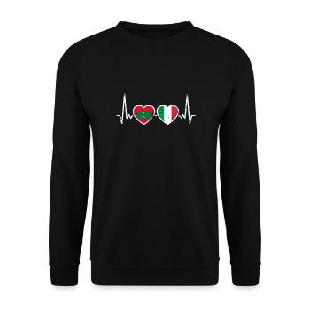 Maldives Italie Vintage Heartbeat drapeau - Sweat-shirt Unisexe - noir - Devant - Alina (178cm) & Michal (187cm)
