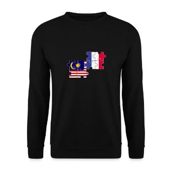Malaysia Frankreich Flagge Französisch Malaysier - Unisex Pullover - Schwarz - Vorne - Alina (178cm) & Michal (187cm)
