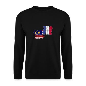 Malaysia Frankreich Vintage Flagge Malaysier - Unisex Pullover - Schwarz - Vorne - Alina (178cm) & Michal (187cm)