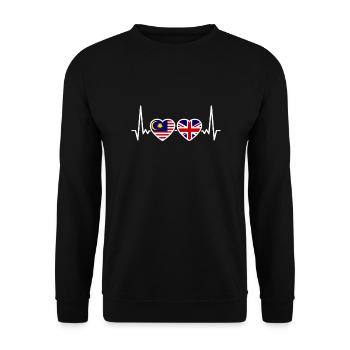 Malaysia UK Heartbeat Flag British Malaysian - Unisex Sweatshirt - black - Front - Alina (178cm) & Michal (187cm)