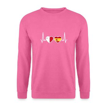 Malta Spanien Herzschlag Flagge Maltesisch - Unisex Pullover - Pink - Vorne