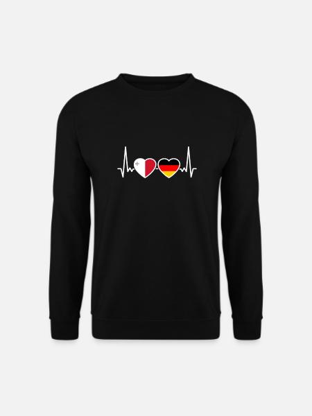 Malta, Germany, Heartbeat, Flag, Maltese - Unisex Sweatshirt - black