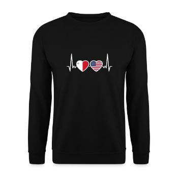 Malte USA Heartbeat Flag Maltais - Sweat-shirt Unisexe - noir - Devant - Alina (178cm) & Michal (187cm)