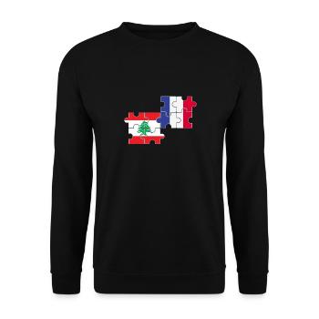 Libanon Frankreich Flagge Französisch Libanese - Unisex Pullover - Schwarz - Vorne - Alina (178cm) & Michal (187cm)
